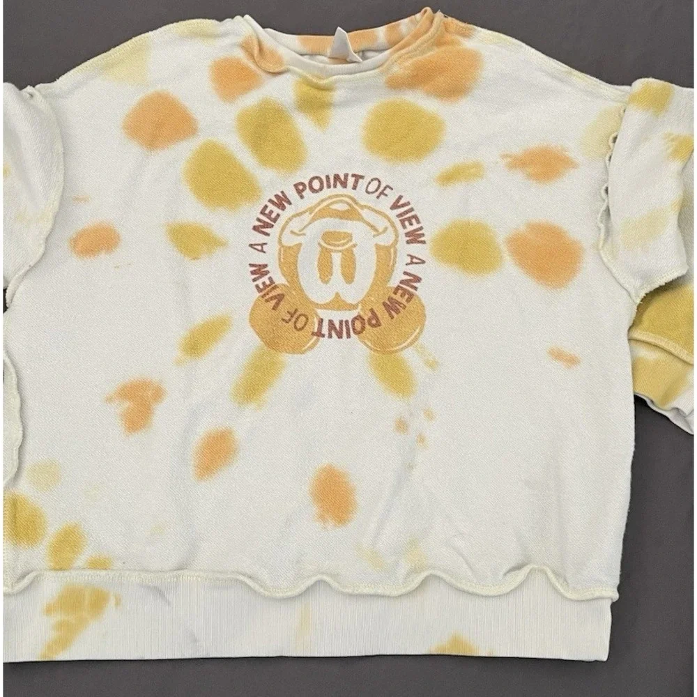 Disney Tie Dye Sweat Set Girls‎ Size 9/10 Yellow White New Point Of View Mickey